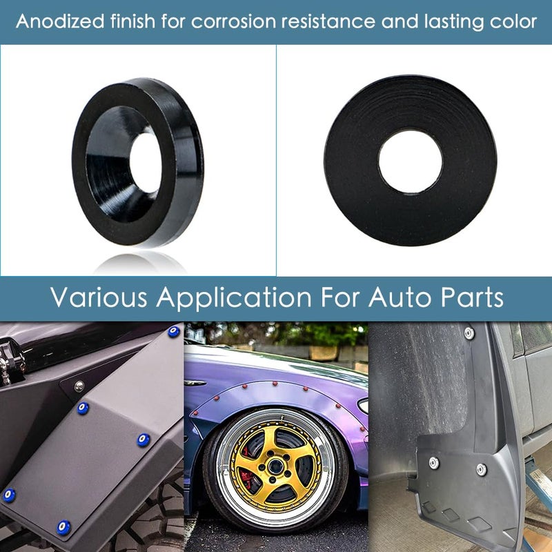 Rolling Gears M6 Black Flat Anodized Aluminum Washer Bolt Kit, 32-Piece Hardware Kit for Widebody, Fender Flares, Bumpers, Mud Flaps and Engine Bay Dress-Up - Image 2